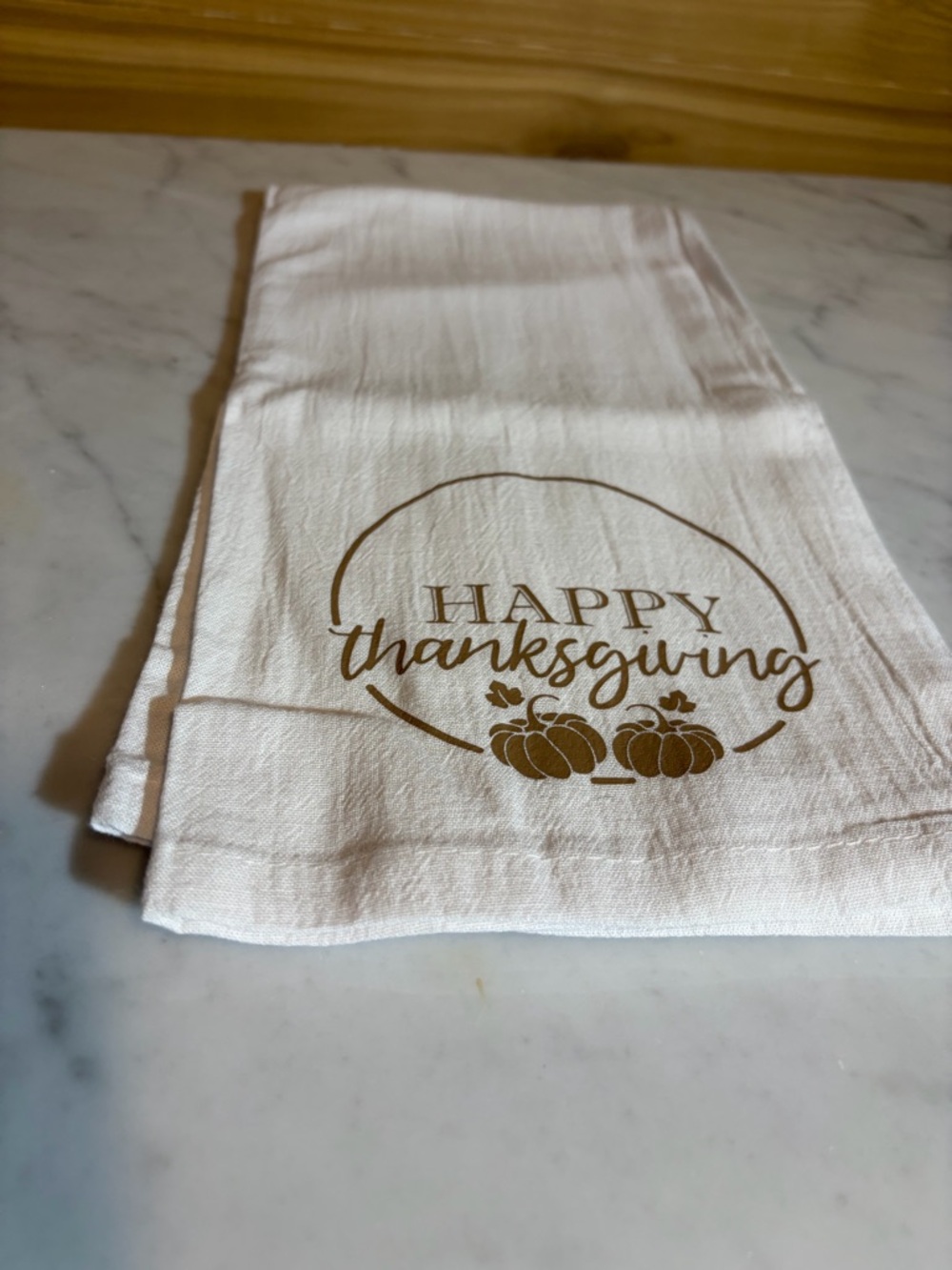 Festive Thanksgiving Tea Towel with Pumpkin Design